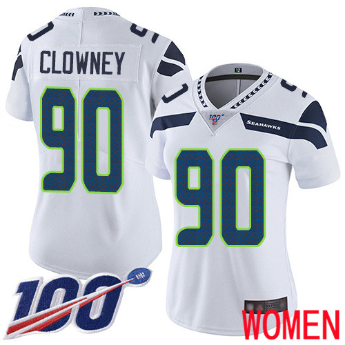 Seattle Seahawks Limited White Women Jadeveon Clowney Road Jersey NFL Football 90 100th Season Vapor Untouchable